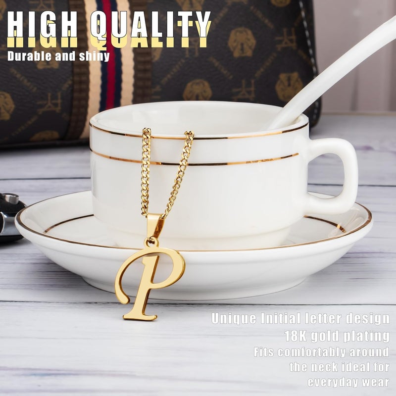 Suweibuke Initial Necklace for Men Women Boys Girls, 18K Gold Plated 26 Letters Pendant Necklace, Personalized Jewelry Gifts - Image 1